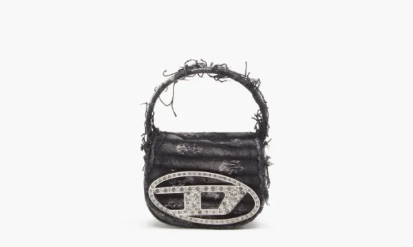 Diesel 1DR Iconic Mini Bag Iconic Canvas And Crystals Black
