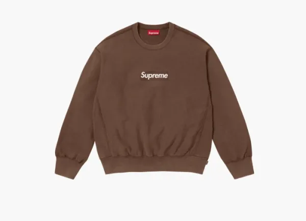 Supreme Washed Box Logo Crewneck Brown