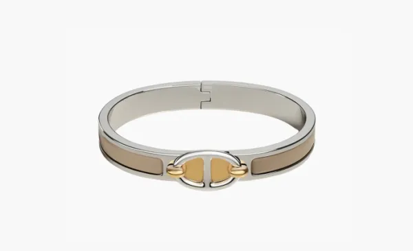 Hermes Mini Clic Chaine d'Ancre bracelet Silver/Umber