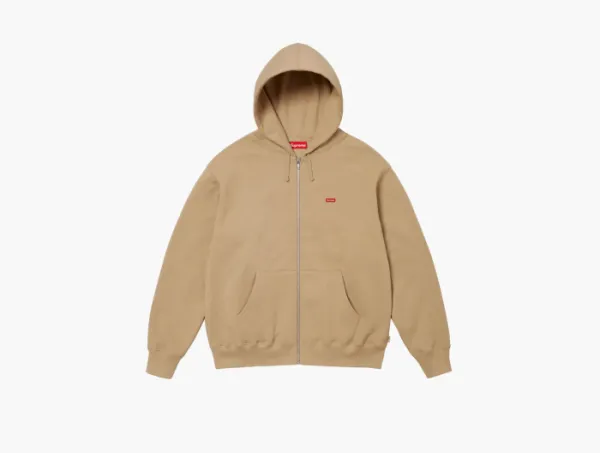 Supreme Small Box Zip Up Hooded Sweatshirt Dark Tan