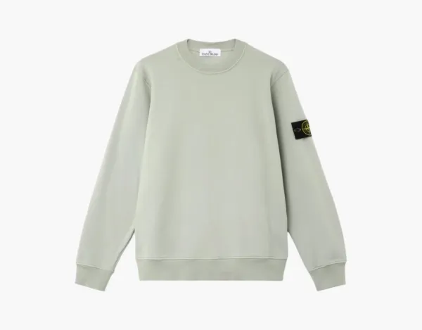 Stone Island Organic Cotton Fleece Crewneck Sweatshirt Sage Green