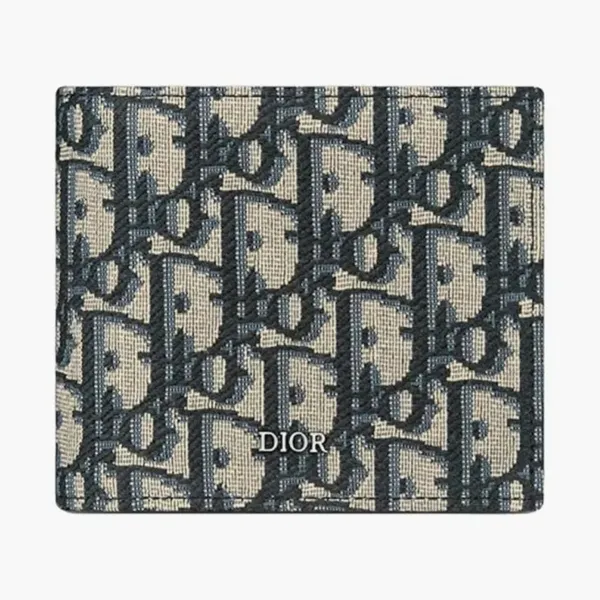 Dior Compact Wallet Dior Oblique Jacquard Beige and Black