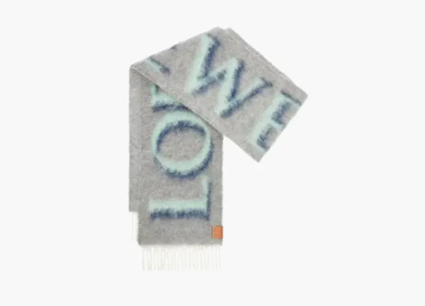 Loewe Scarf In Wool and Mohair Grey/Blue