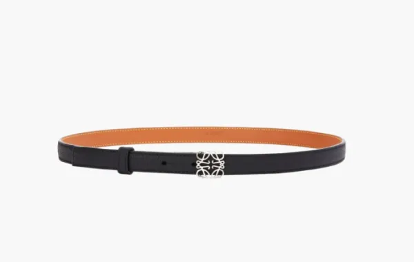 Loewe Anagram Pebble Grain Calfskin Leather Belt Black/Palladium
