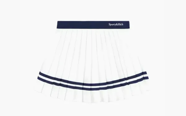 Sporty & Rich Logo-print Pleated Skirt White