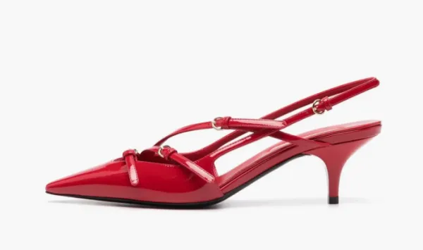 Miu Miu Patent Leather Slingbacks With Buckles Red