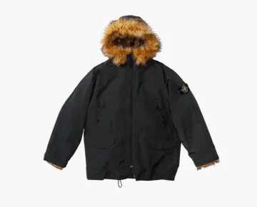 Supreme x Stone Island Formula Steel Reversible Faux Fur Parka Black