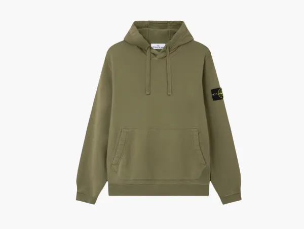 Stone Island Organic Cotton Fleece Hoodie Military Green