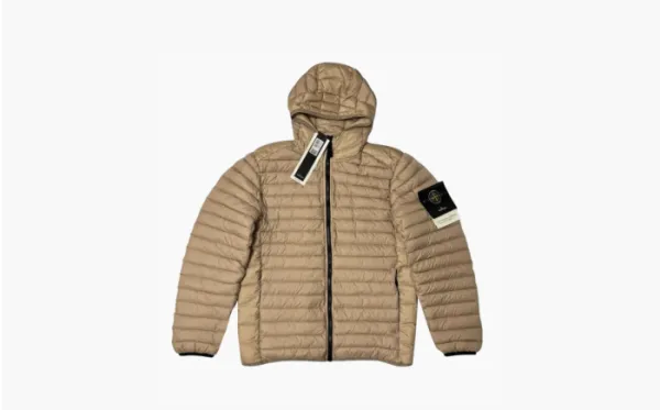 Stone Island Gray Garment-dyed Down Jacket Brown