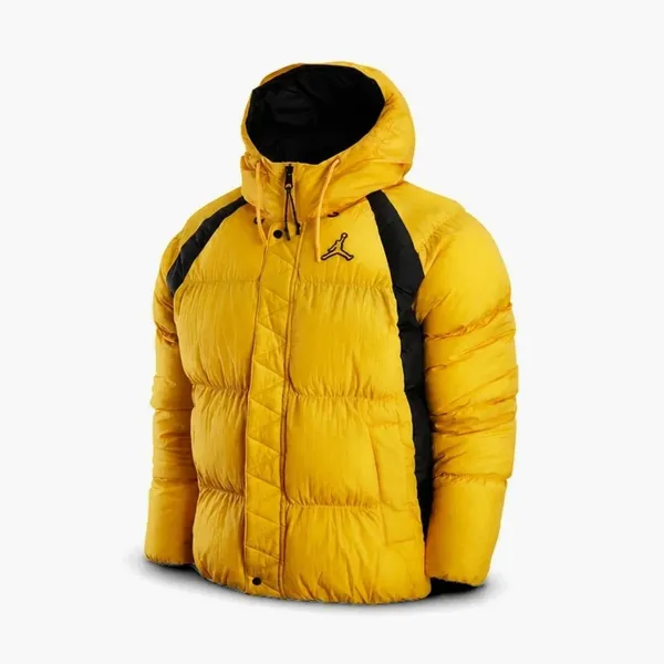 Jordan Wide Stripe Zipper Hooded Winter Jacket Men's Yellow