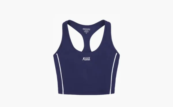 Sporty & Rich logo print Cropped Top Marine Blue