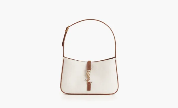 Saint Laurent Le 5 À 7 Canvas Shoulder Bag Grey/Brick