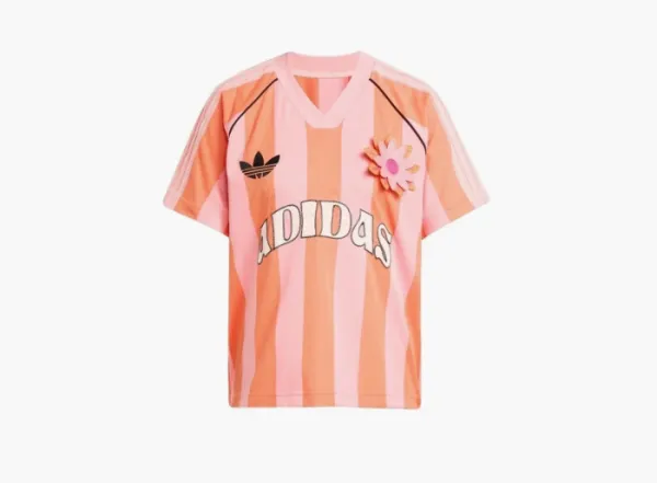 Adidas Originals Striped  Jersey T-Shirt  Semi Pink Spark / Semi Solar Orange