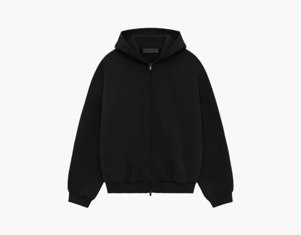 Fear of God Essentials Heavy Fleece Full Zip Hoodie Black