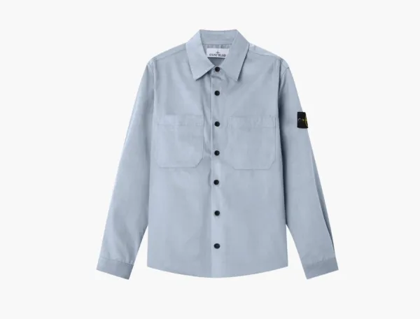 Stone Island Cotton Micro-Corduroy Overshirt Avio Blue
