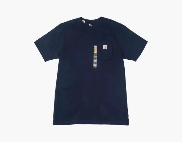 Carhartt K87 Heavyweight Striped Pocket T-Shirt Navy