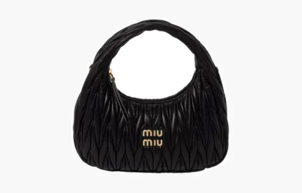 Miu Miu Wander Matelasse Nappa Leather Mini Hobo Bag Black