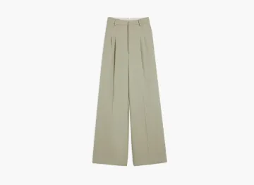 Ami Paris Wide-Leg Tailored Wool Trousers Pale Green