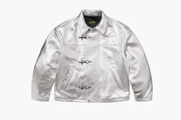 Supreme x Schott Leather Clip Jacket Silver