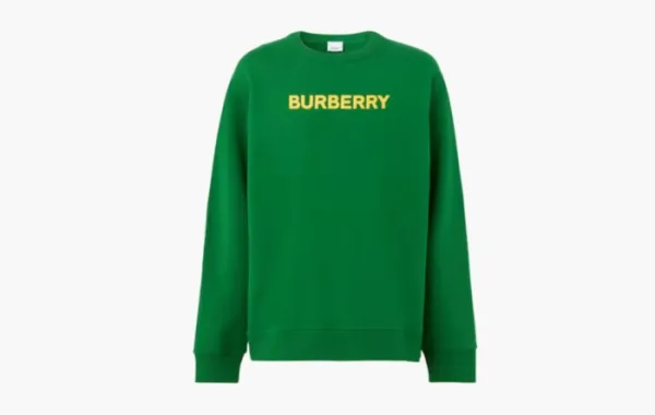 Burberry Logo Print Cotton Sweater Ivy Green/Yellow