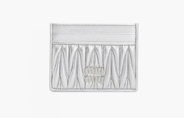 Miu Miu Matelasse Nappa Leather Card Holder Silver