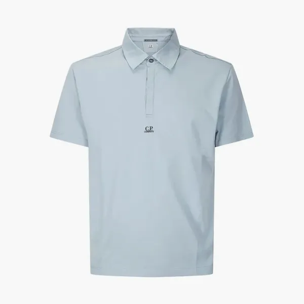 C.P. Company Mercerized Jersey Gasato Polo Shirt Silver Blue