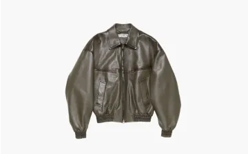 Acne Studios Leather Bomber Jacket Green