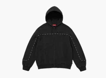 Supreme Piping Zip Up Hooded Sweatshirt Black