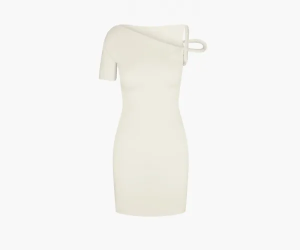 Khy Sueded Stretch Twist Mini Dress Stone