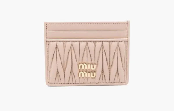 Miu Miu Matelassé Nappa Leather Card Holder Powder Pink