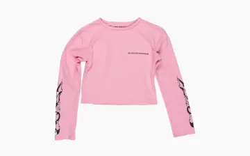 Chrome Hearts Matty Boy Flame Crop Graphic Print Top Pink