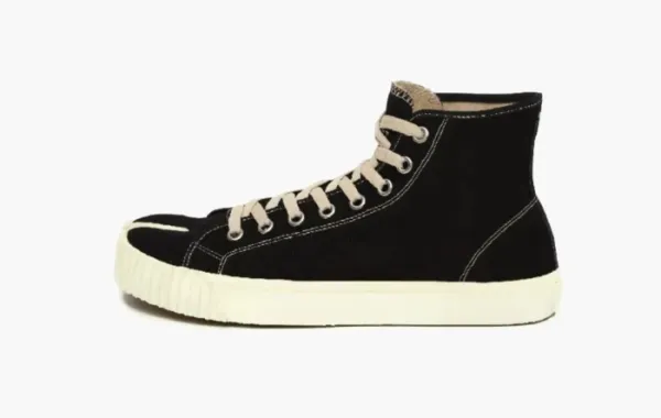 Maison Margiela Tabi Canvas High Sneakers Black Cream