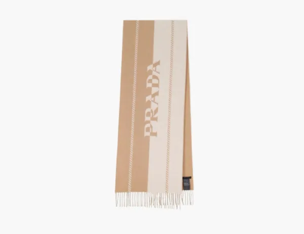 Prada Wool Knit Scarves Women Beige