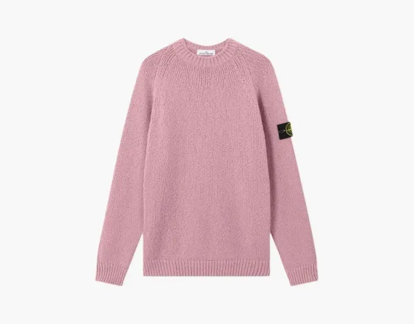 Stone Island Fancy Yarn Mouline Wool Sweater Pink Melange