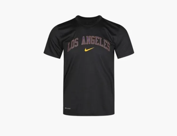 Nike x Los Angeles Lakers NBA Basketball Training Quick Dry Short Sleeve Black 