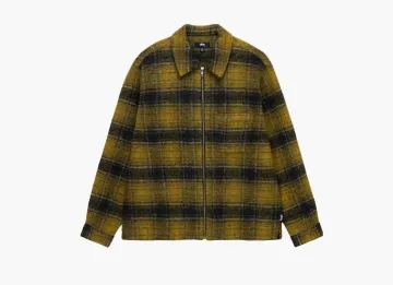 Stussy Wool Plaid Zip Shirt Yellow