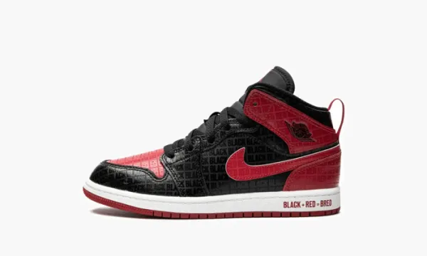 Air Jordan 1 Mid PS Bred Text