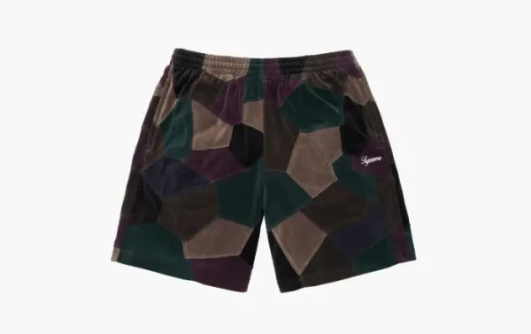 Supreme Patchwork Velour Short Dark Navy