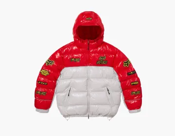 Supreme x Fox Racing Shiny Down Puffer Jacket White