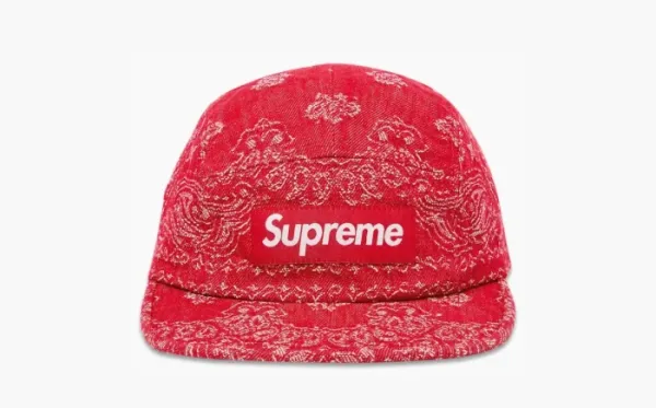 Supreme Bandana Jacquard Denim Camp Cap Red