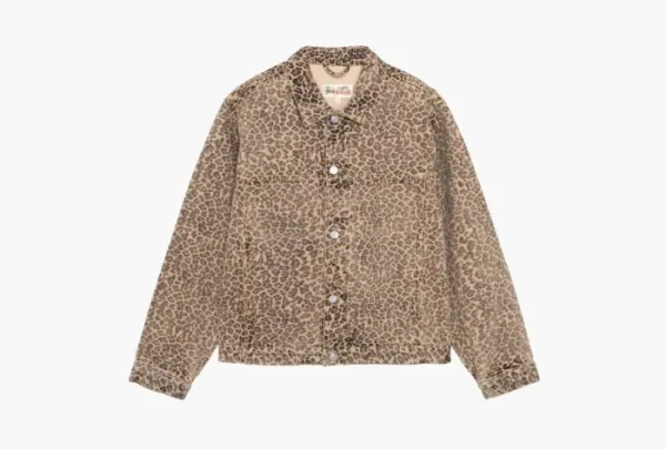 Stussy Trucker Jacket Vintage Denim  Leopard