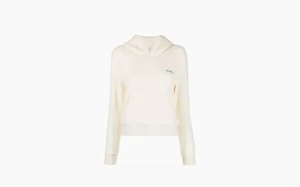 Sporty & Rich Logo Embroidered Jersey Fleece Hoodie Beige