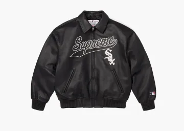 Supreme x Chicago White Sox Leather Varsity Jacket Black