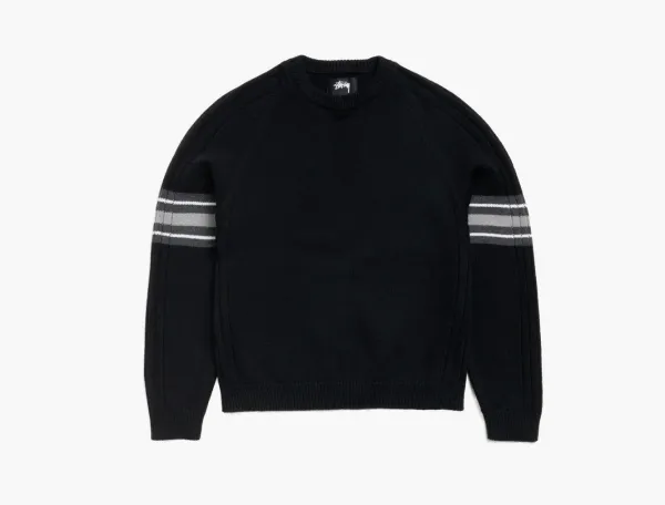Stussy Stripe Raglan Crew Black