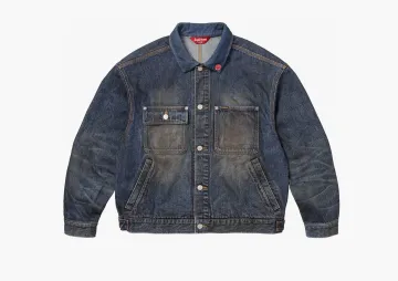 Supreme Distressed Selvedge Trucker Jacket Washed Indigo