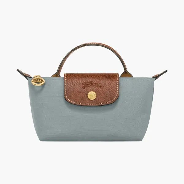 Longchamp Le Pliage Original Pouch With Handle Steel