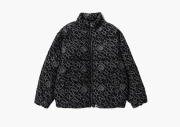 A Bathing Ape Denim Monogram Puffer Down Jacket Black