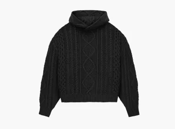 Fear of God Essentials Cable Knit Hoodie Black