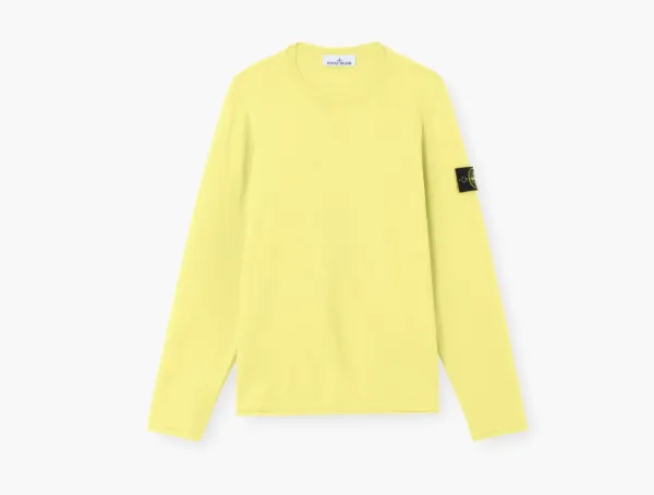 Stone Island Organic Cotton Nylon Crewneck Jumper Bright Yellow