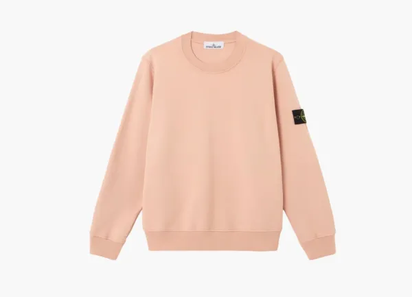 Stone Island Organic Cotton Fleece Crewneck Sweatshirt Plaster Pink